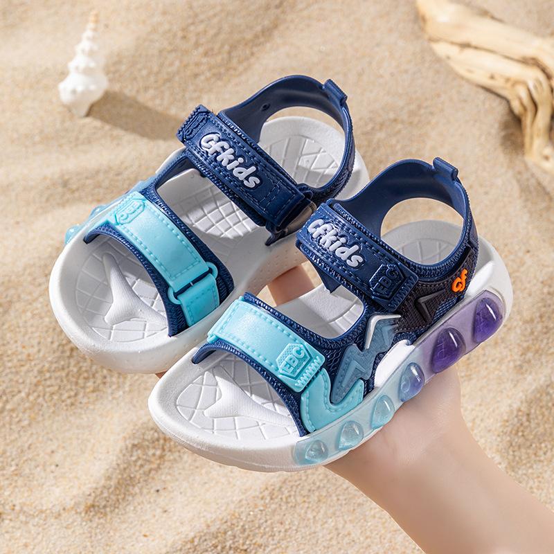 Children's Sandals New Summer Non-Slip Soft Sole Girls' Velcro Toddler Shoes Baby Beach Sandals