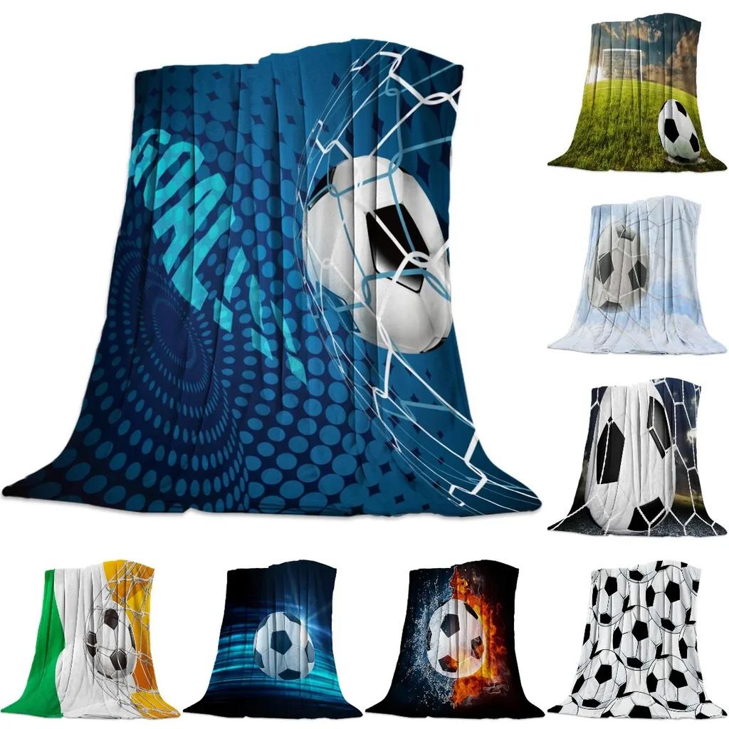 Soccer Ball Sport Football Print Blankets Coverlet Throw Cover Fleece Comfort Warm Flannel Blanket for Indoor Couch Home Decor