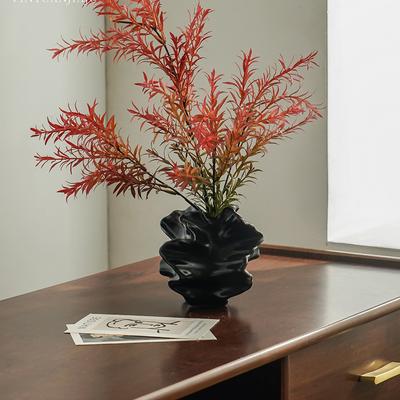 Ins Modern Style Flower Vase Ceramic Retro Art Vase Irregular Abstract Flower Pot Plant Flower Container Living Room Table Decor