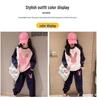 Girls' Colorblock Cartoon Sportswear Set: Spring/Autumn Long-Sleeve Top & Loose Pants