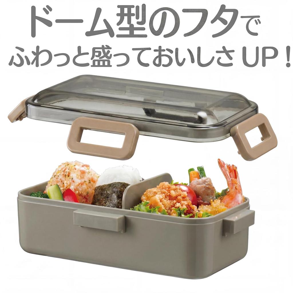 Skater Lunch Box, 530ml, Single Layer, Women's, Made In Japan, Leak-Resistant 4-Point Lock, Dishwasher and Microwave Safe, Nature Color: Mauve Gray