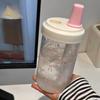500ml Water Bottle Bowknot Cup With Lid Straw Cute Plastic Cups  Bubble Tea Coffee