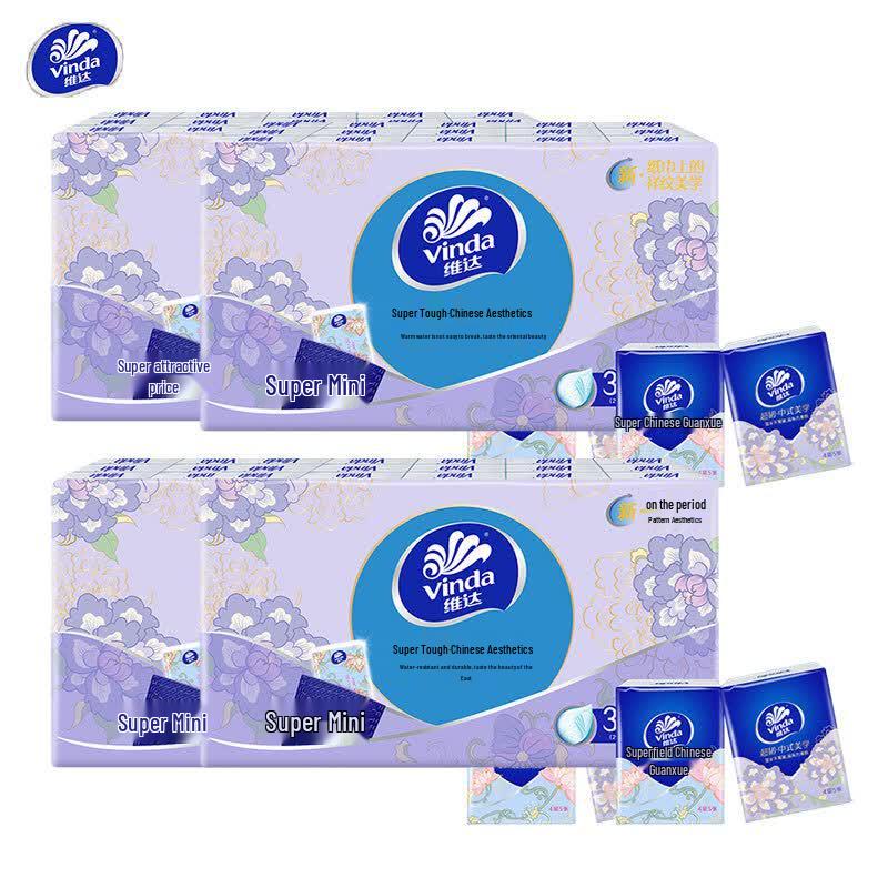 Vinda Mini Pocket Tissues, 4-Ply, Unscented