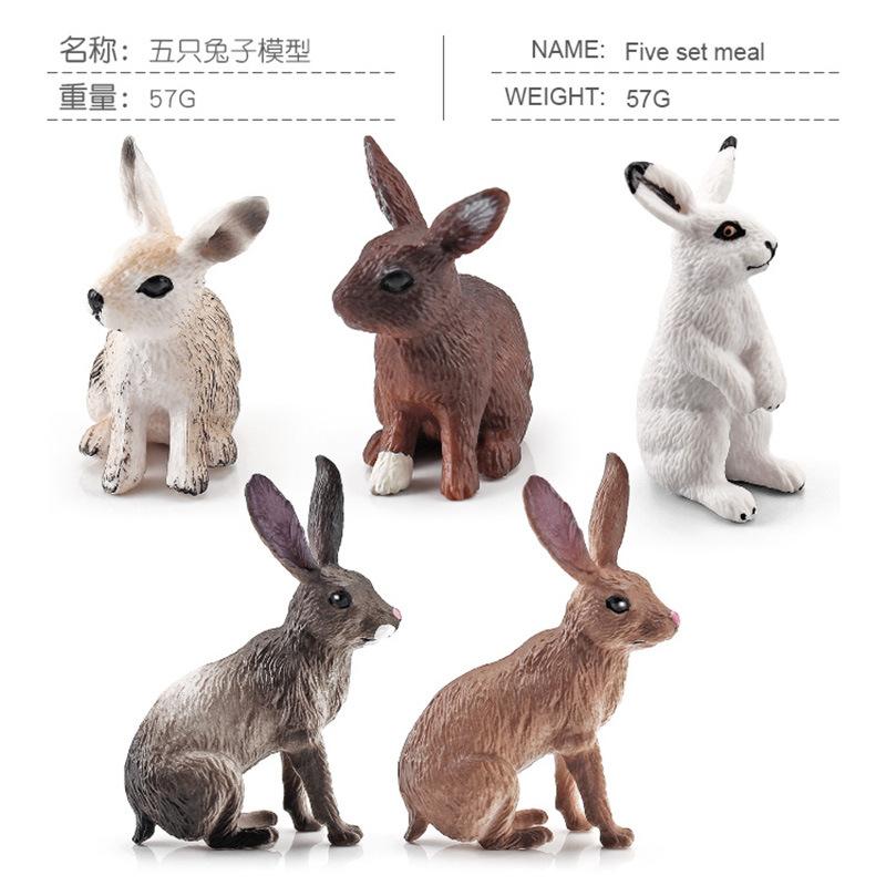 Symulacja Zwierzę Leśne Model Królika Mini Farma Ranczo Statyczny Zając Pięcioczęściowa Ozdoba Zabawka