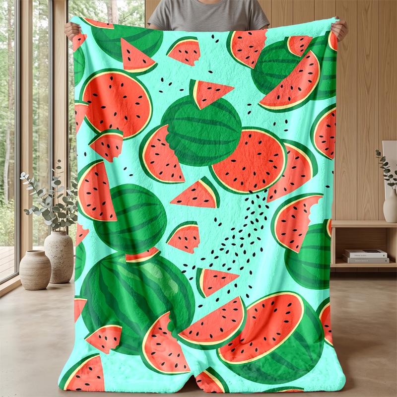Watermelon Love Capybara Theme Blanket Lightweight Warm Flannel Blanket Decorative Throw Blanket for Home Decoration