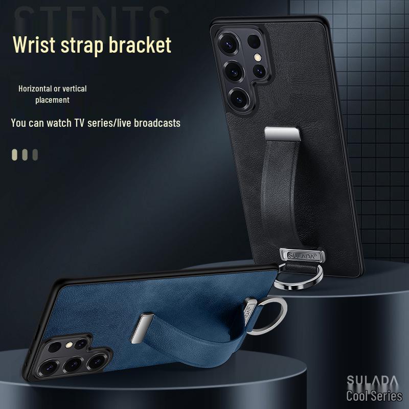 Samsung S26 Ultra Phone Case: Luxurious Leather Texture with Wrist Strap, Stand, and Drop-Proof Protection.
