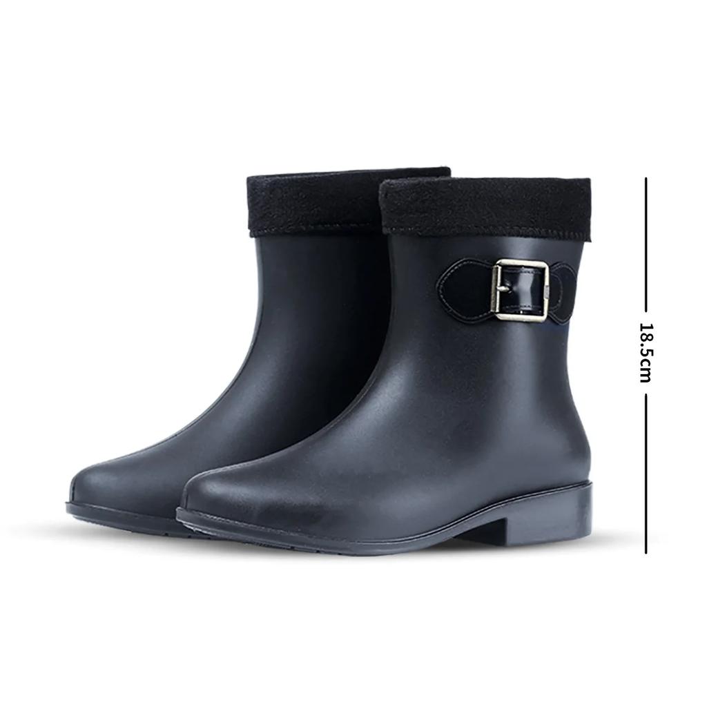 2025 Herbst Winter Neue Mode Damen Warm Lässig Gummi Wasserschuhe Damen Knöchel PVC Damen Knöchel Wasserdicht Regenstiefel Plüsch