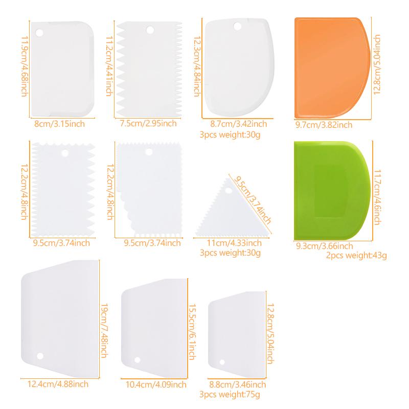 Set of 3 Plastic Cake Scrapers Set of 2 Silicone Bowl Scraper Dough Cutter Icing Smoother Tools Cake Decorating Supplies    0098