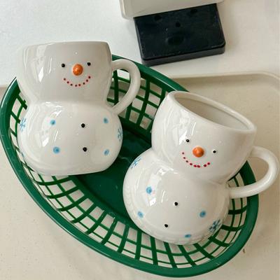 Kawaii Ins Snowman Ceramic Mug Christmas Gift Cute Milk Coffee Cup Afternoon Tea Tableware Breakfast Fashion Kitchen Decoration