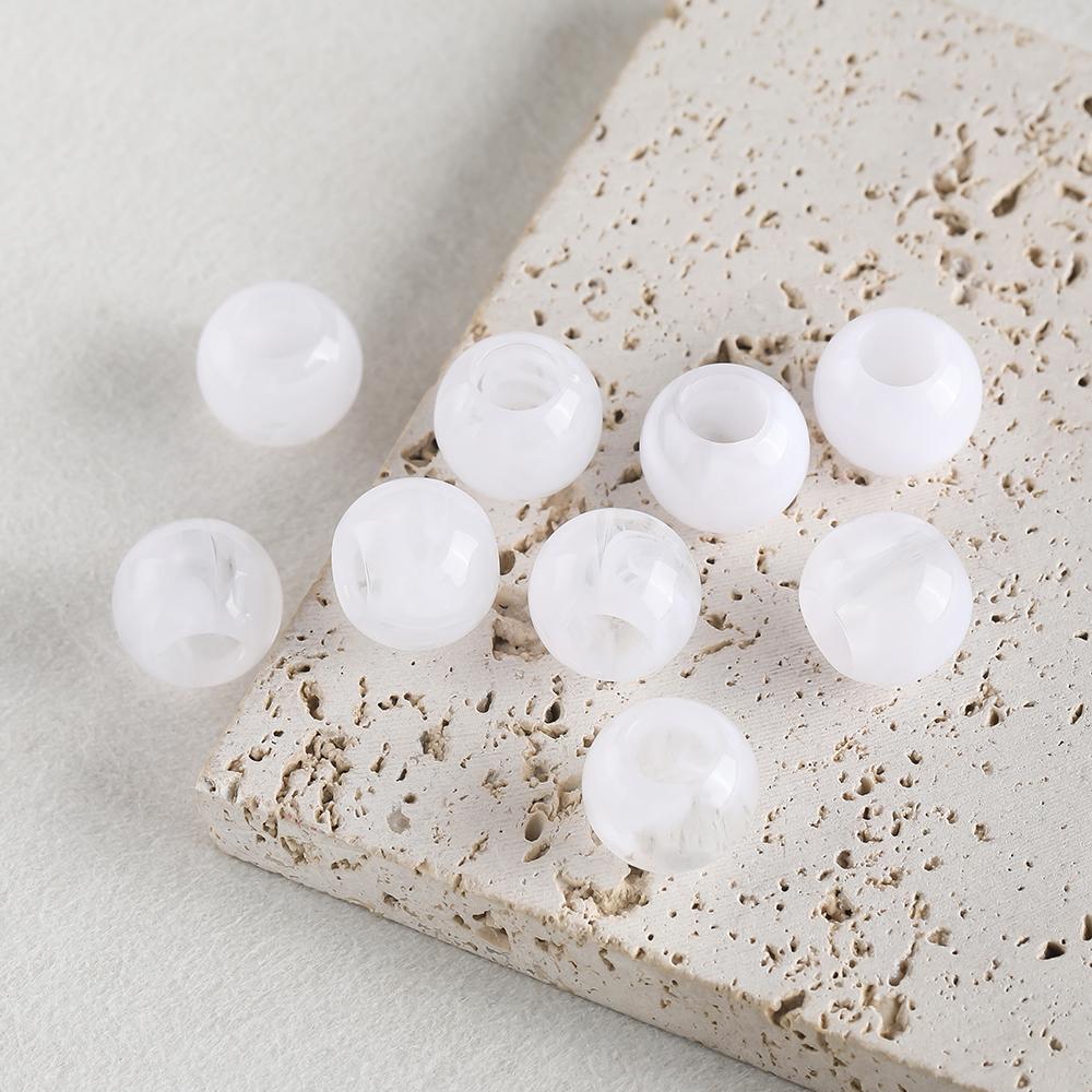 10/30/50/100pcs Acrylic Round Large Hole Beads Two-color Spacer Beads for DIY Jewelry Making Necklace Bracelet Craft Accessories