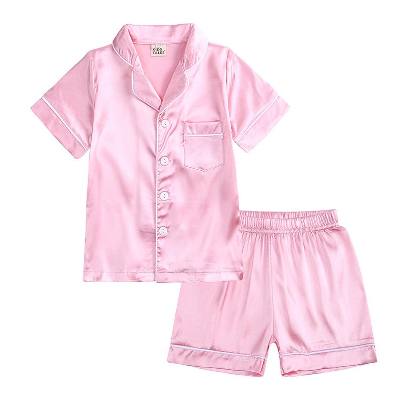 Summer Children's Imitation Silk Homewear Boys' and Girls' Silk Baby Ice Silk Pajama Set