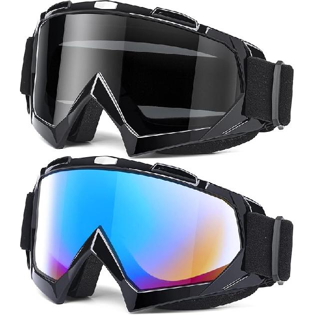 Adult Dirt Bike Goggles, 2-Pack ATV Motorcycle Goggles For Men & Women, Wide Vision Riding Off-Road Goggles