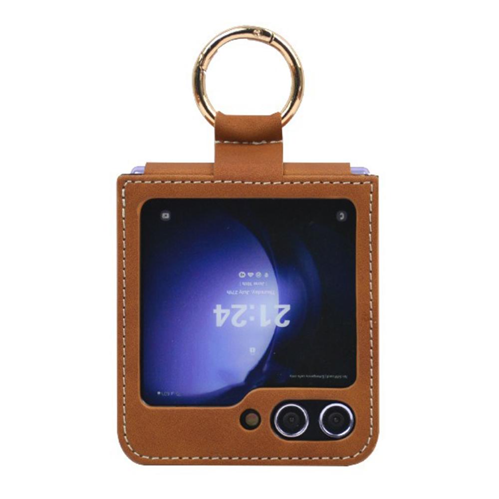 Pro Samsung Galaxy Z Flip7 FE 5G/Z Flip6 5G Pouzdro Držák prstenu Stojánek Kůže+PC Kryt telefonu