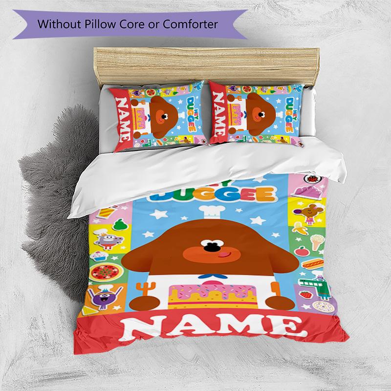 3pcs Hey Duggee2 Cover Set - Personalized Name, HD Printed Bedding with 1 Cover and 2 Pillowcases - Perfect for Home Decor, Easy Care