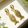Ethnic Nepalese Style Small Fish Pendant Color Oil Dripping Goldfish Earrings for Women