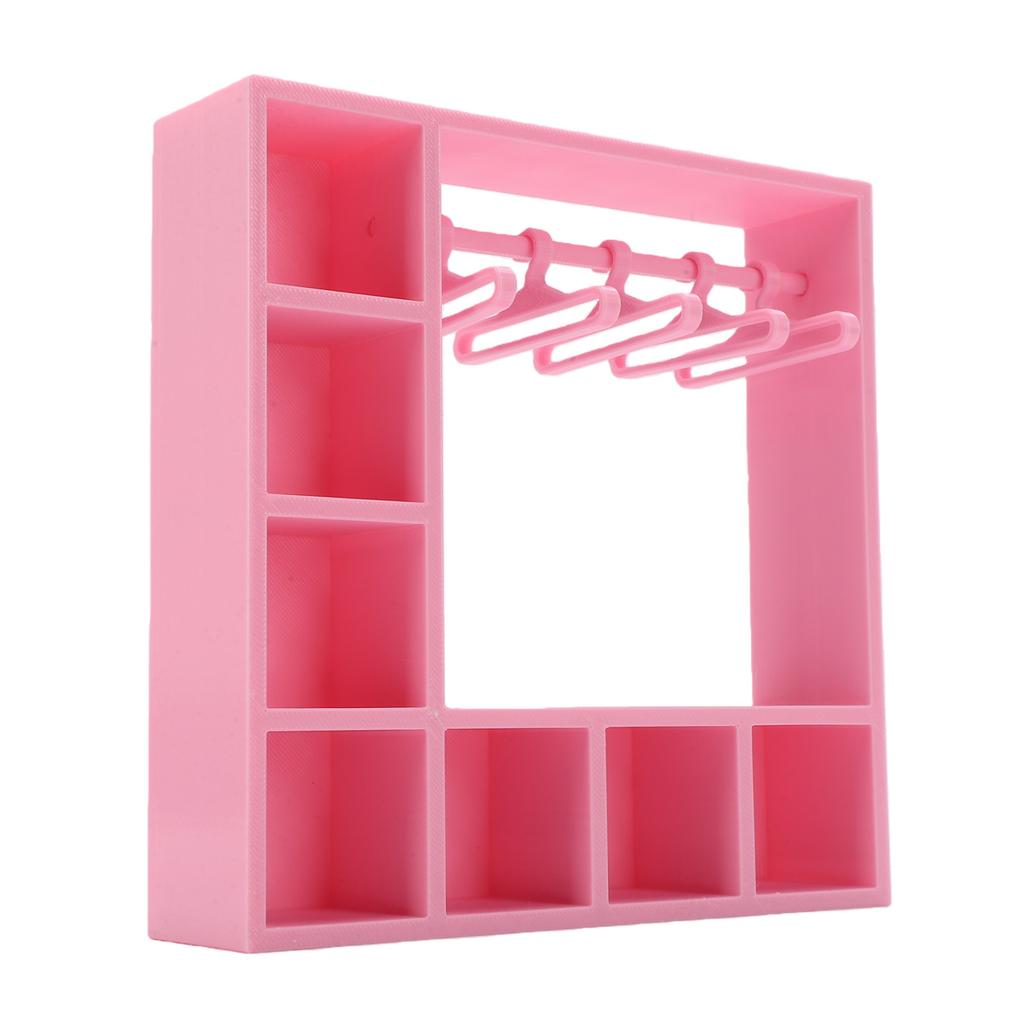 Doll Clothes Closet Wardrobe with 10 Hangers Doll Accessories Display Box Figures Clothing Storage Cabinet