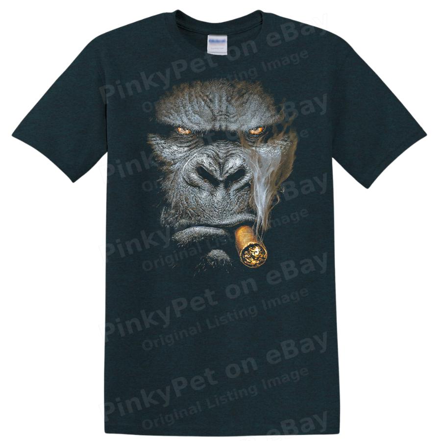 Funny Monkey Face Smoking Cigar T Shirt Graphic Novelty Tee Cool Gift