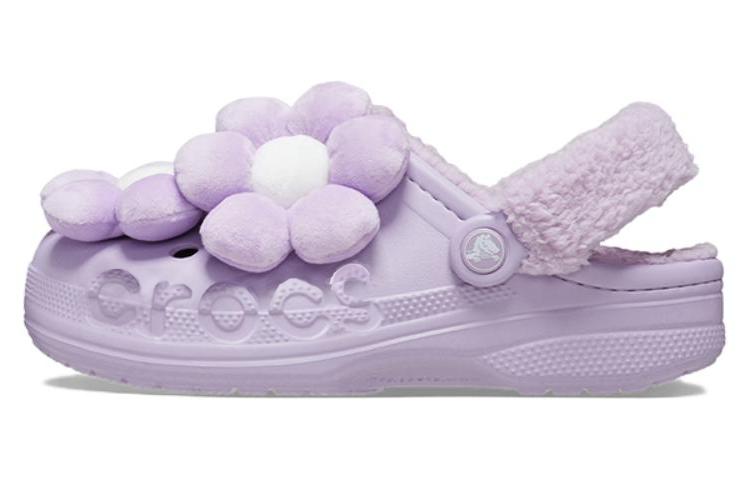 Crocs Baya Lined Fuzz Strap Singles Day  Purple White  Women s 209234-90H 36-37