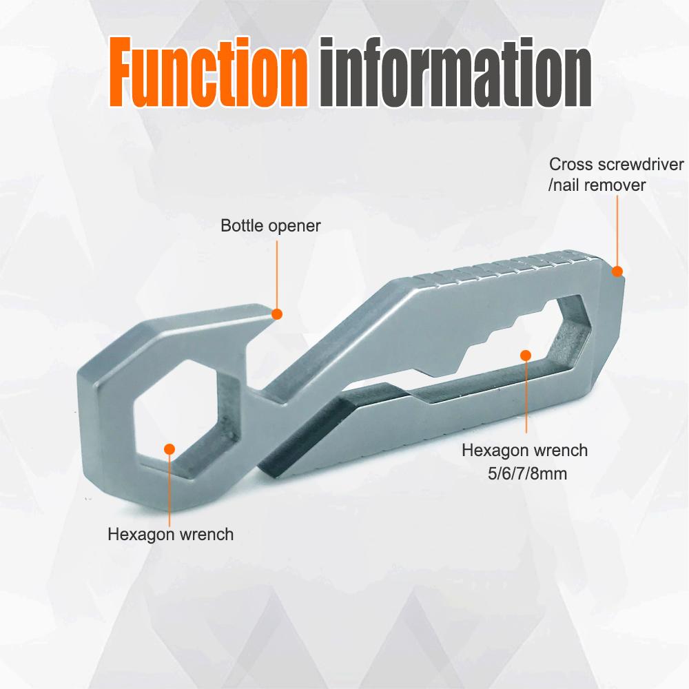 

Многофункциональный гаечный ключ 8 в 1 из нержавеющей стали, портативный EDC-гаджет, открывалка для бутылок, отвертка, шестигранный ключ 5/6/7/8 мм серебряный