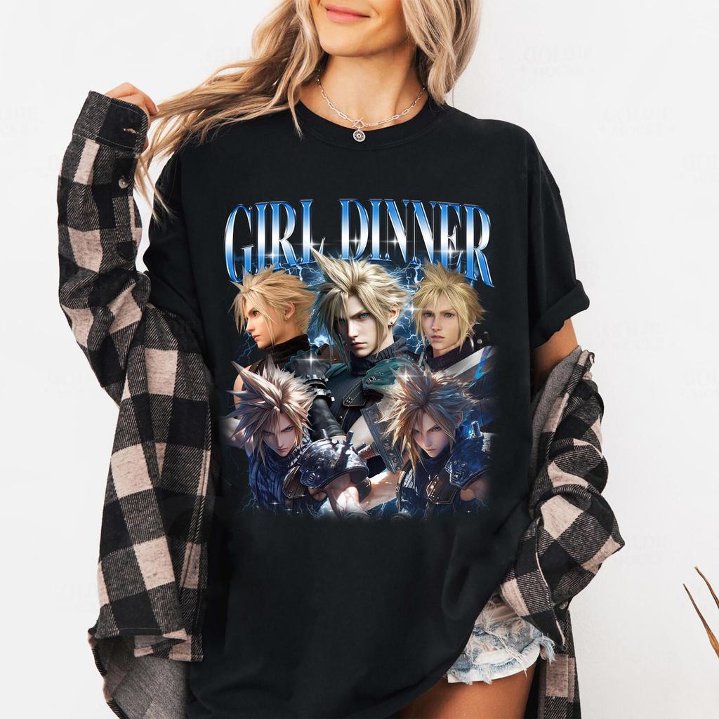 T-shirt da Donna Stampata Final Fantasy VII Tendenza Moda Top Primavera Estate Cotone Puro Unisex T-shirt a Maniche Corte