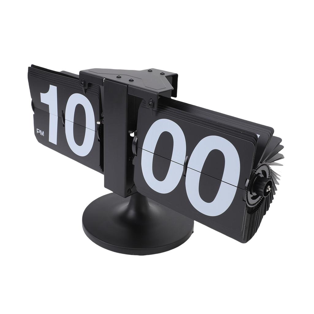 Desk Clock Mechanical Battery Powered 12 Hours Quiet Automatic Page Turning Clock with Extended Rod for Living Room