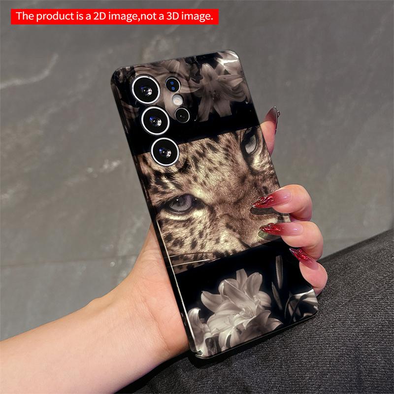 2DFlat Samsung Phone Case Leopard Eyes & Lilies Floral Design Applicable To Galaxy S22 S23 S24 S25ULTRA S26 A12 A13 A14 A15 A16