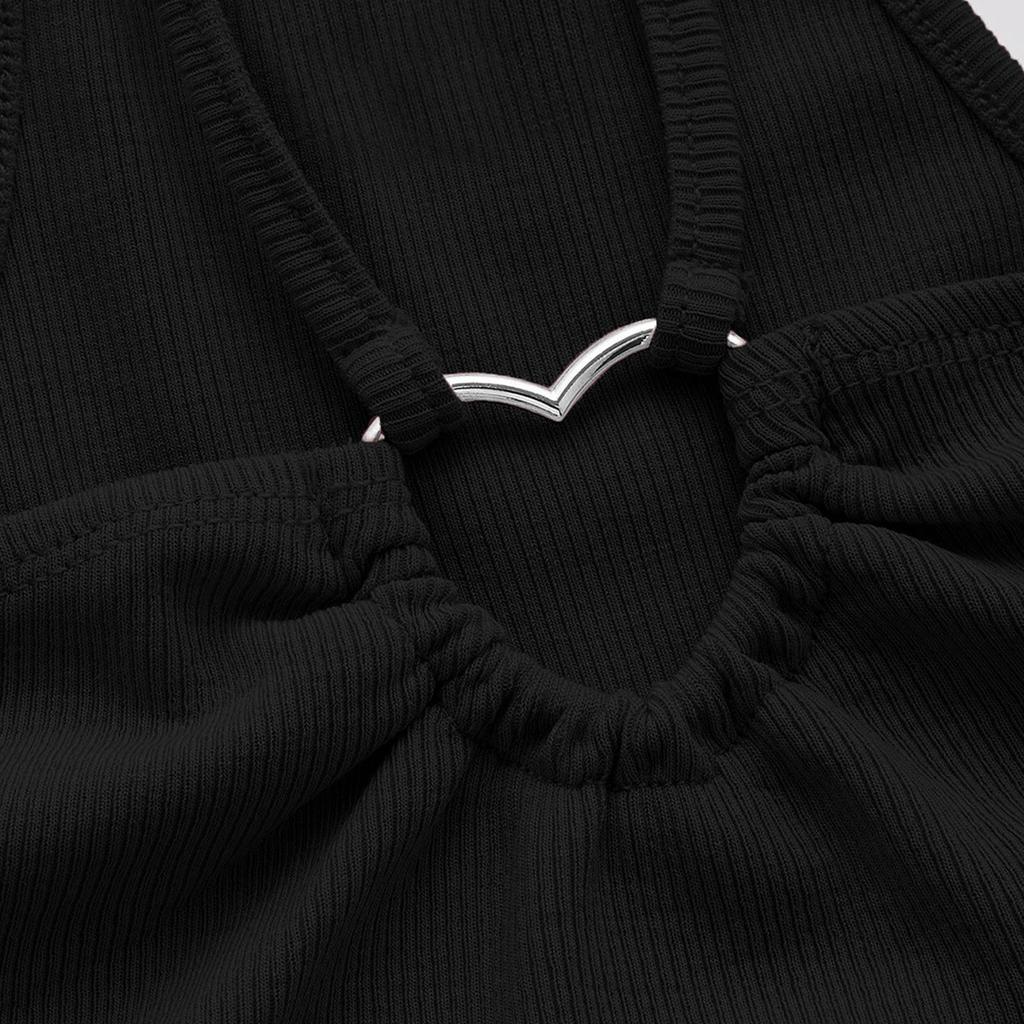 Women's Sexy Tight Strapless Cross Ultra Short Love Circle Sleeveless Vest Top