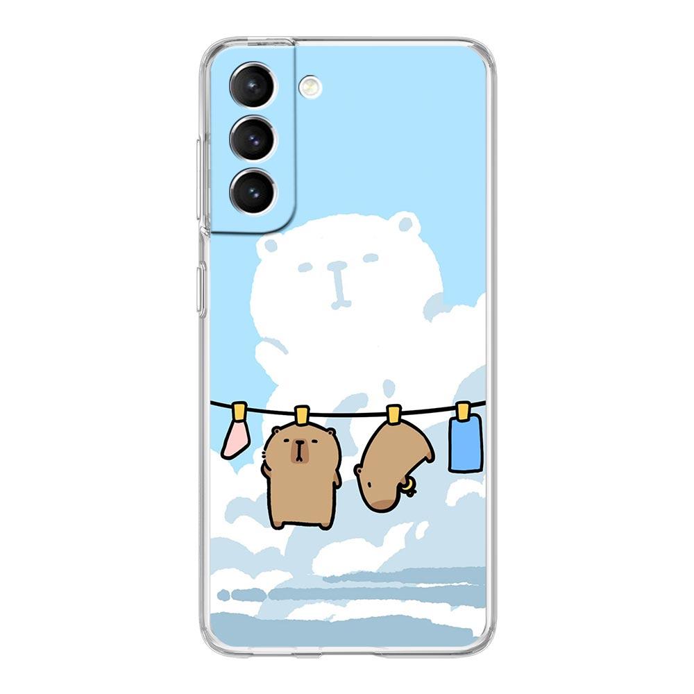 Phone Case For Samsung Galaxy S25 S24 S23 FE S22 Ultra S20 S21 5G S10 Plus S10E Soft Clear Cover Anime Capybara Porpoise