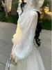 2025 V-Neck Long-Sleeve Dress: Slimming French Fairy Style with Waist-Cinching Design for Women.