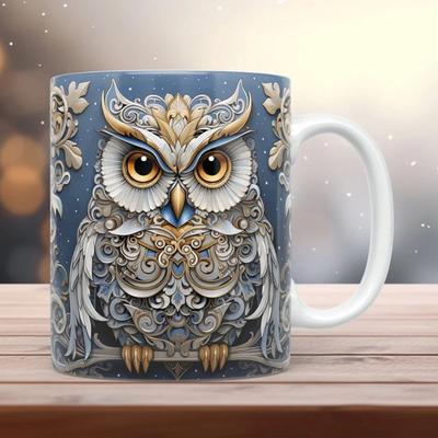 Söt ugglemugg fågelälskare fotointresserad födelsedagspresentmugg 11oz/325ml keramisk kaffemugg
