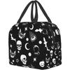 Goth Skull Lunch Bag for Women Teens Boys Girls Aesthetic Small Insulated Lunch Box Kids Thermal Cooler Tote Bag for Work School