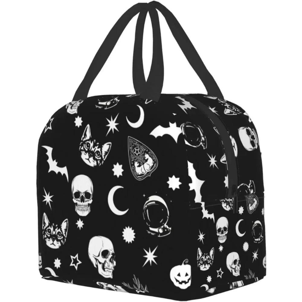 Goth Skull Lunch Bag for Women Teens Boys Girls Aesthetic Small Insulated Lunch Box Kids Thermal Cooler Tote Bag for Work School