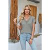 Women V Neck Pullover Petal Short Sleeves T-Shirt Summer Comfortable Casual Solid Color Loose Tops Female Elegant Commuter Tees