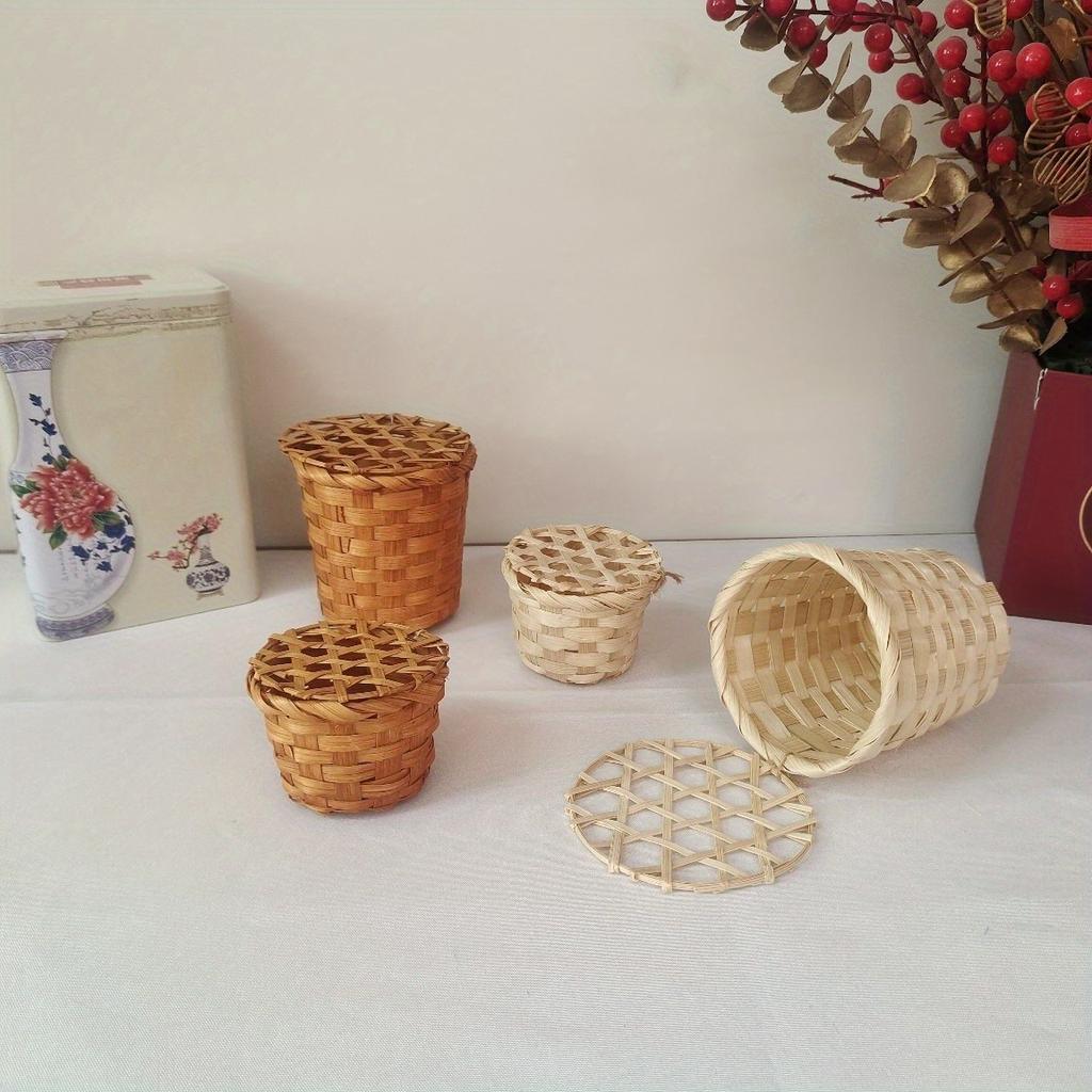 1 Pieza Cesta Mini de Bambú Tejida a Mano Caja de Regalo Caja de Almacenamiento, Regalo de Halloween Regalo de Navidad