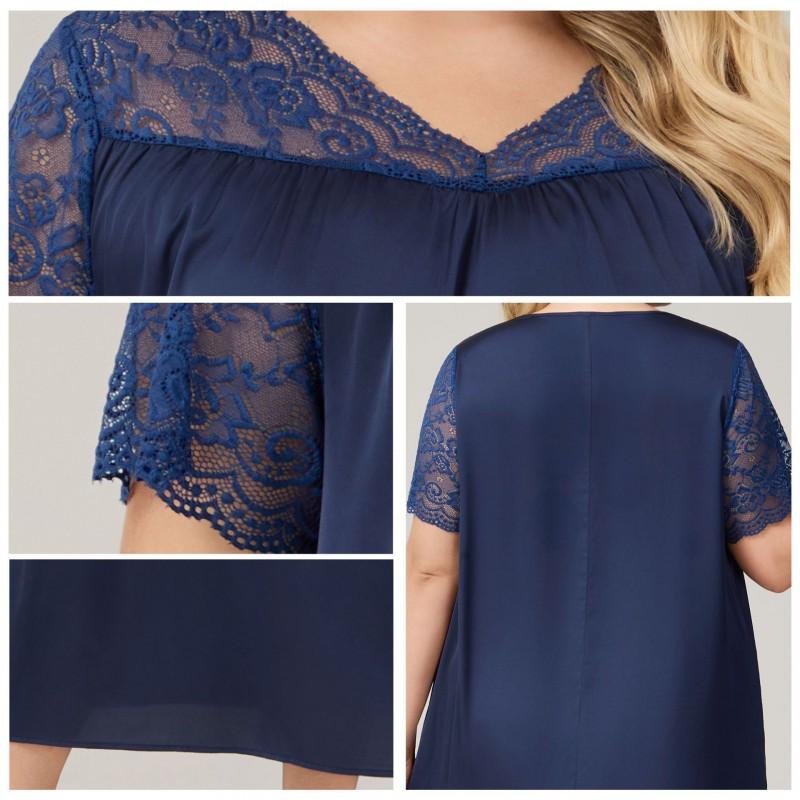 Plus Size Womens Lightweight Satin Sleep Dress V-Neck Short Sleeve Loose Nightgown Fall Home Lounge