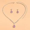 3Pcs Luxury Simple Rhinestone Necklace Drop Earrings For Women Girls Fashion Exquisite Jewelry Set Wedding Bride Accessories