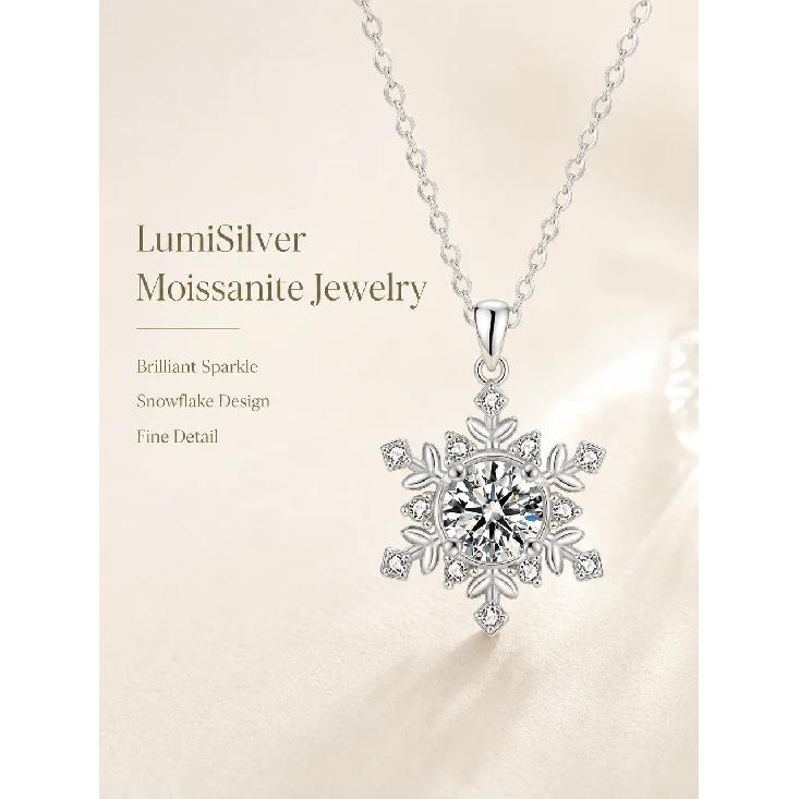 S925 Sterling Silver Snowflake Necklace for Women Versatile High-End Feel Moissanite Pendant Silver Collarbone Chain Gift