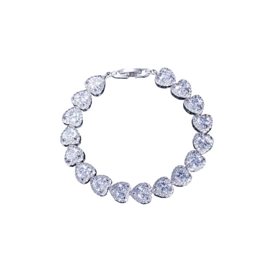 Vintage Silber Herzform Handkette Mit Zirkonia Für Damen Mode