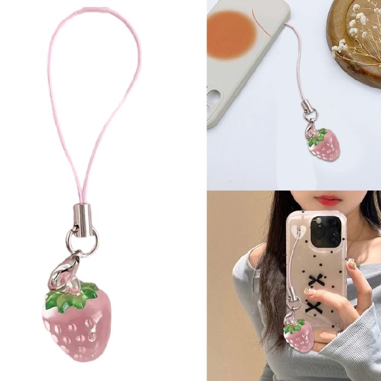 3D Fruit Pendant Keychain Strawberry Key Holder Handmade Car Key Accessory Handbag Decoration for Fashion Enthusiasts