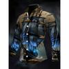 New Gold-plated Floral Print Men's Long Sleeved Shirt, Light Luxury Retro Court Style Shirt, Business Casual Trendy Top