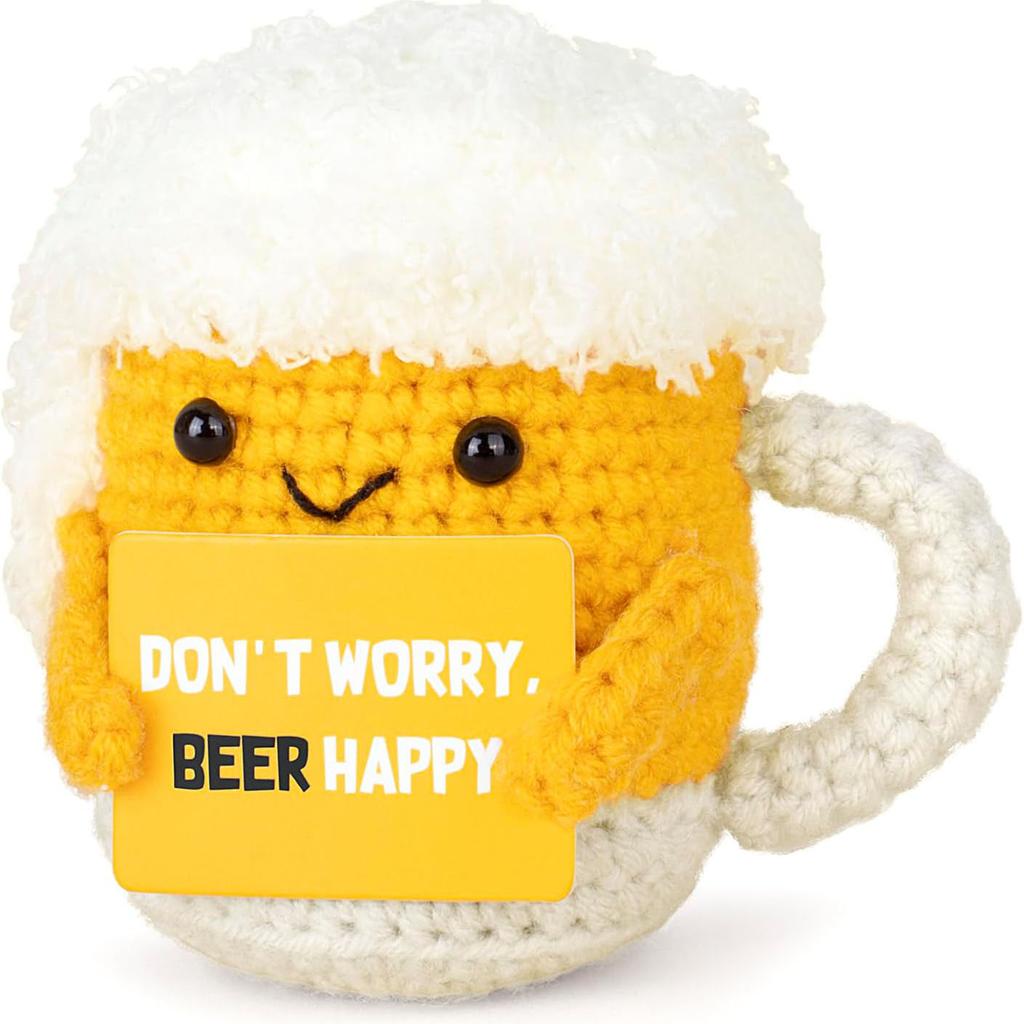 New Funny Emotional Support Positive Crochet Cake Doll Christmas Home Decoration Handmade Knitted Cake Desk Ornament