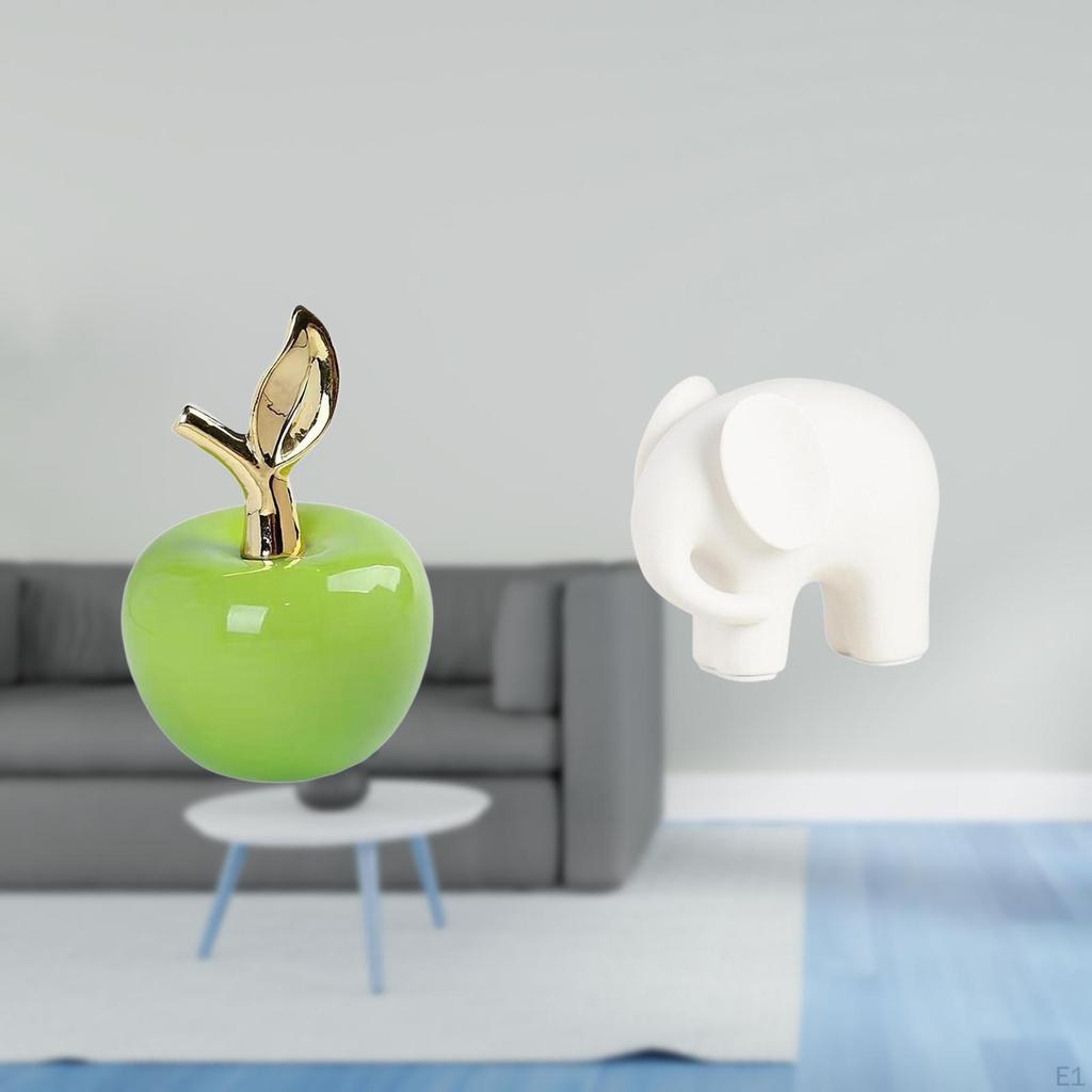Ceramic Elephant Statue Ornament Simulation Artwork Home Decoration Animal Sculpture Figurine Fruit
