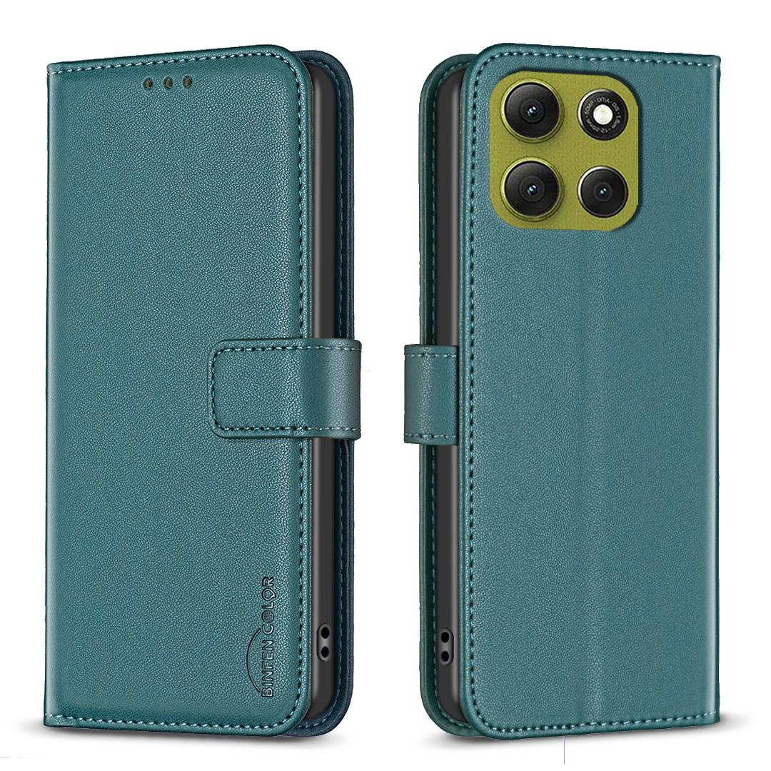 

For Motorola Moto G86 5G Phone Case BINFEN COLOR BF17 Wallet Folio Flip Leather Cover Green