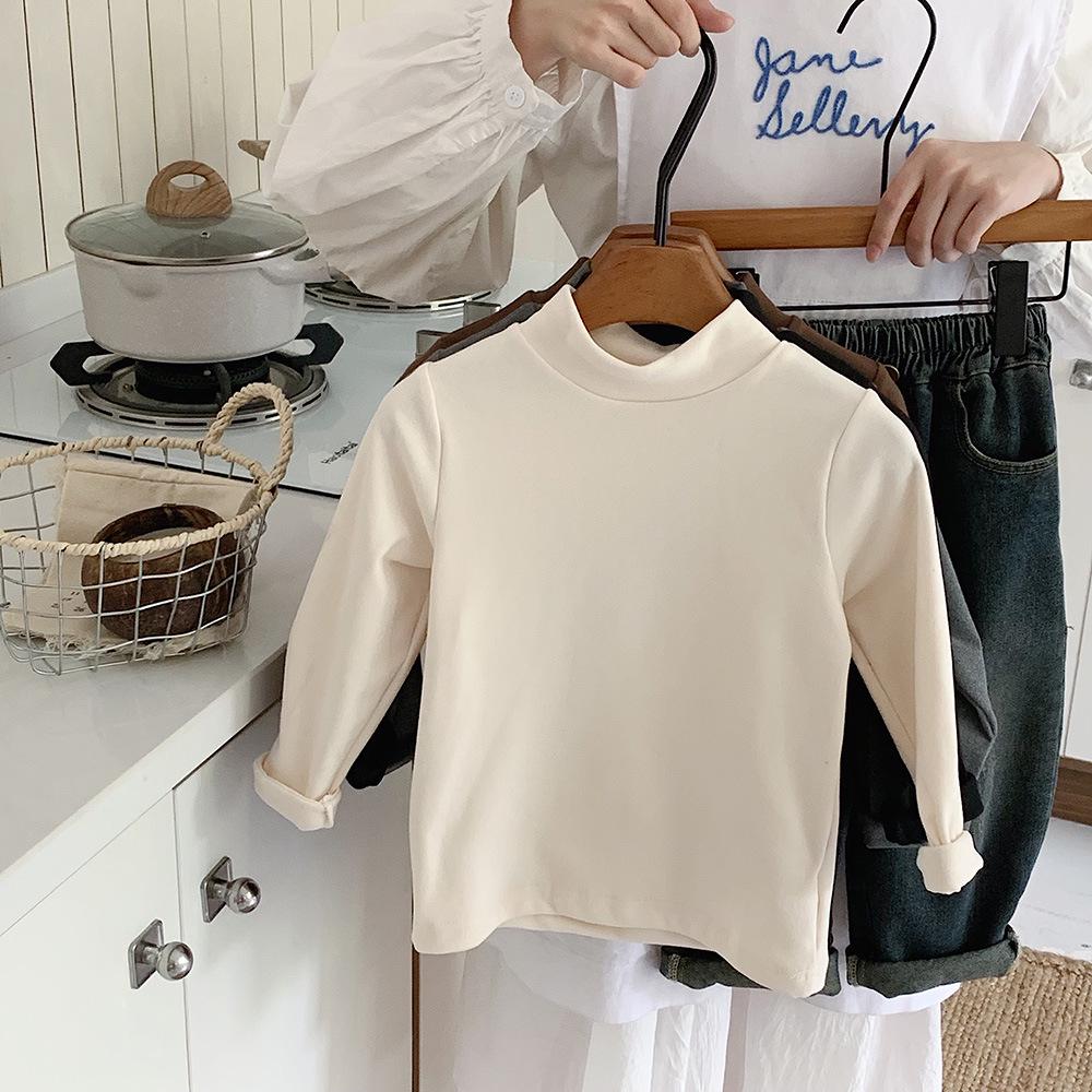 Kino Zimowy Chłopięcy Top Bazowy z Półwysokim Dekoltem w Stylu Koreańskim