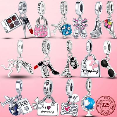 Neue 925 Silber Roter Emaille High Heels Schuhe Anhänger Charms passen Armband Halskette Original Schmuckherstellung