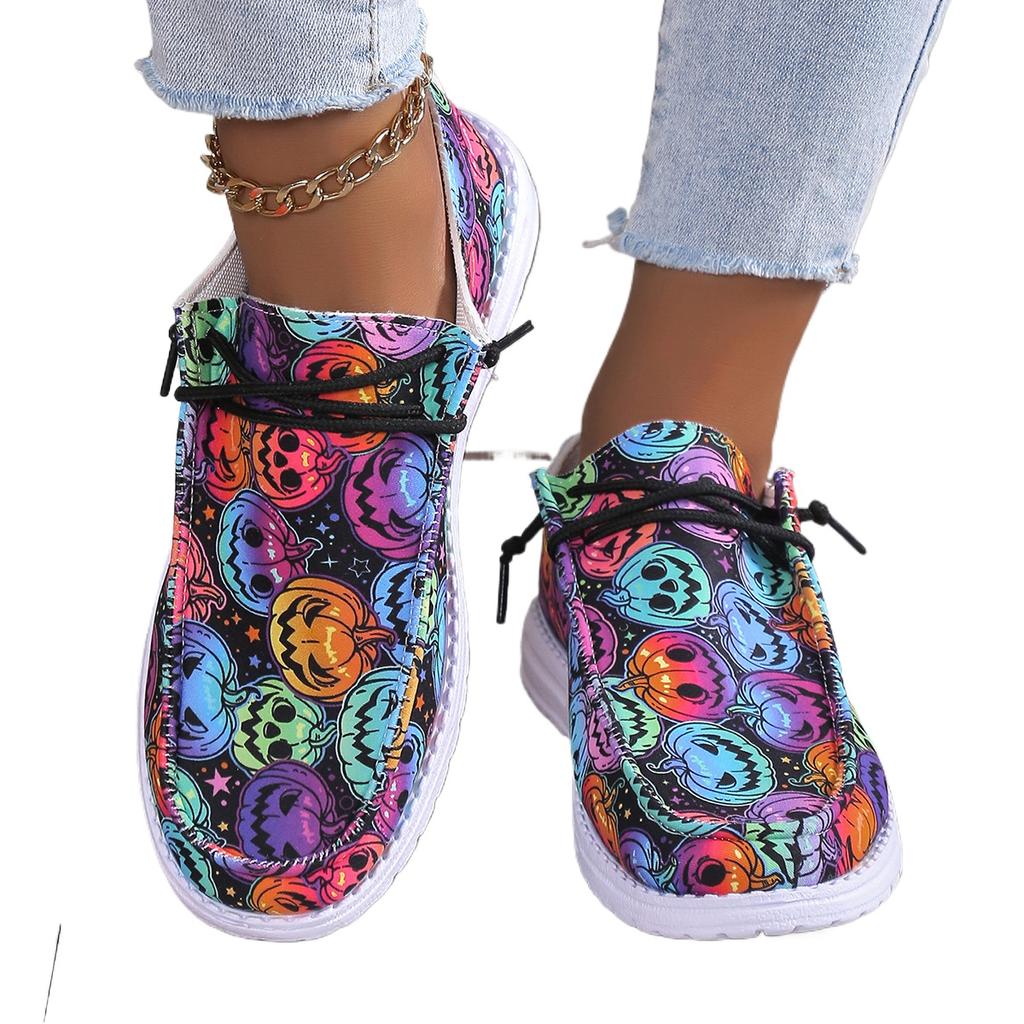 fashion Women's Vulcanize Shoes Round Toe Flat Slip on Shoes for Women Outdoor Fashion Patchwork Color Flats Platform Elastic Band Shoes