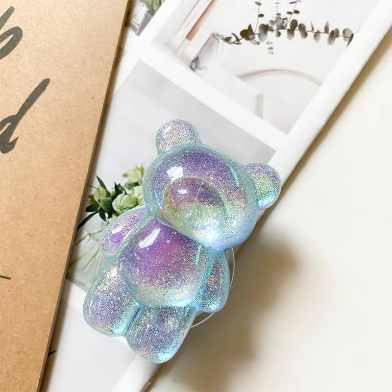 Korea Glitter Bear Cell Phone Holder Grip Tok Bracket for iPhone Samsung Xiaomi Foldable Car Folding Mobile Socket Stand