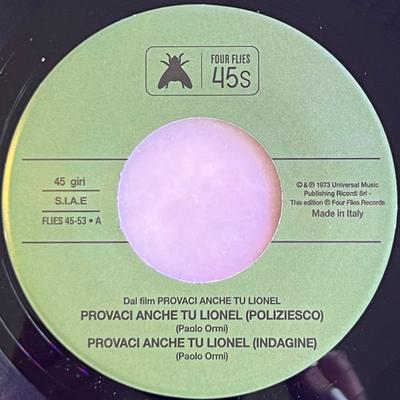 7inch Record PAOLO ORMI - Provaci Anche Tu Lionel FLIES4553 Four Flies Reco 2023 UK Jazz