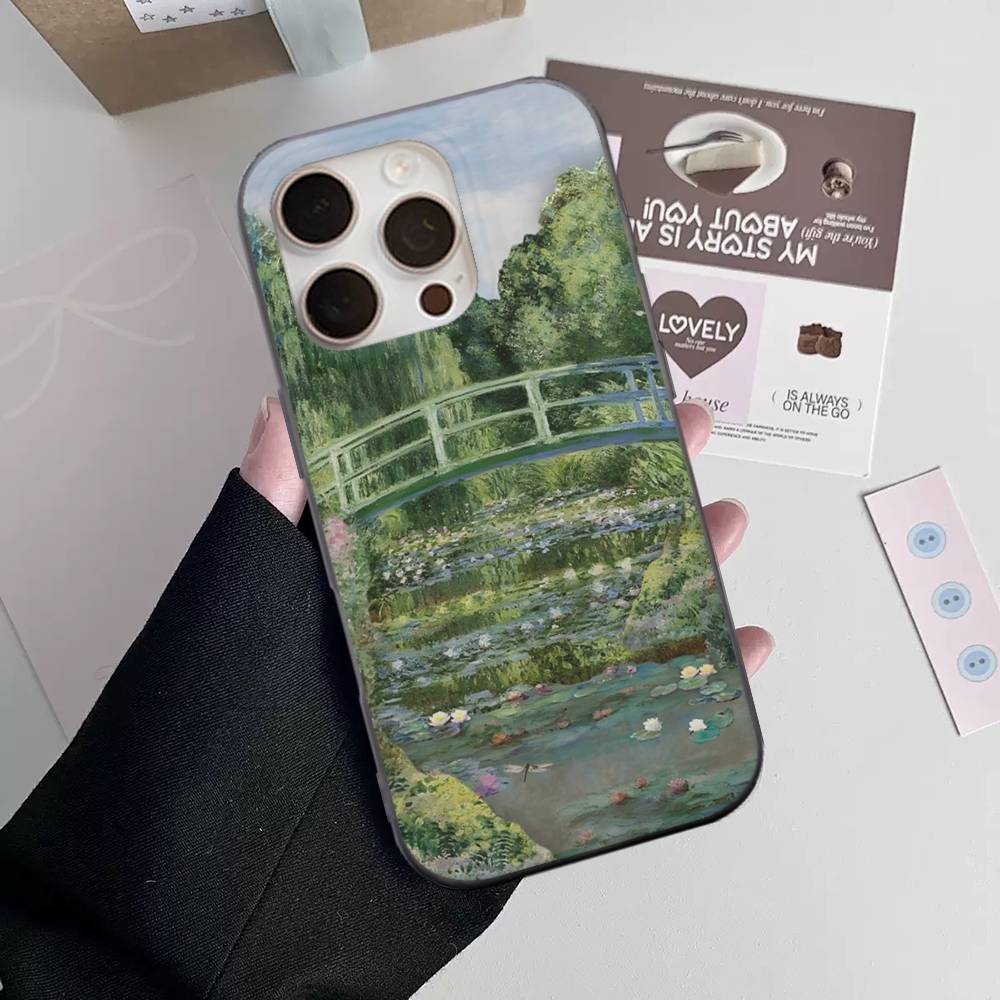 Van Gogh Oil Painting Phone Case For IPhone 16 15 17 Pro 11 12 13 14 Pro Max Plus Soft Ripple Silicone Cover Shell