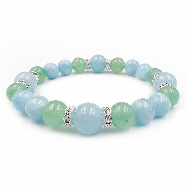 of Aventurine and Aquamarine Power Natural Prayer Junseki [Stone Happiness] Bracelet, Stone, Stone, Women's Bracelet, Men's Accessory, Amulet, Health,